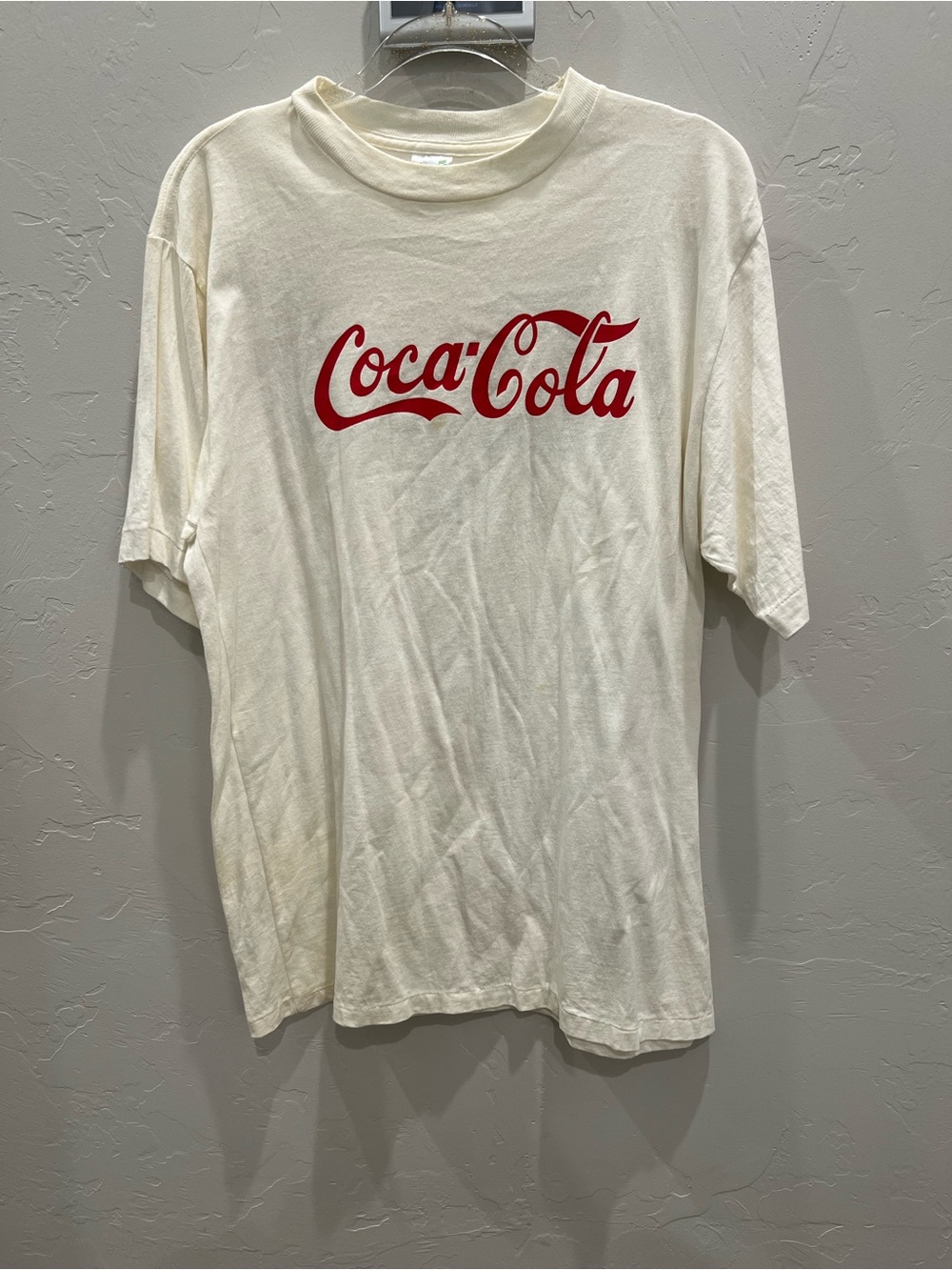 Vintage Coca Cola Shirt Men XL White Single Stitch Catch The Wave Newmans ‘86